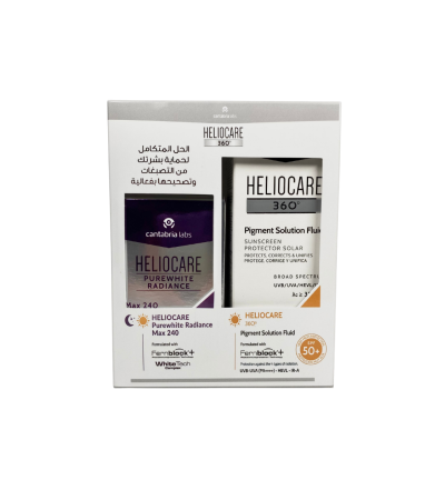Heliocare 360 Pigment Solution Fluid SPF 50+ + Heliocare Purewhite Radiance Max 240 Oral Capsules عرض خاص